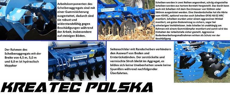 Rolmako U 693 Scheibenaggregat Hydraulisch klappbare Version, von 4 m bis 6 m