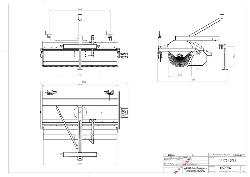EURO-Jabelmann Kehrmaschine, Schlepperkehrmaschine V 1751 SKM, 1,75 m NEU