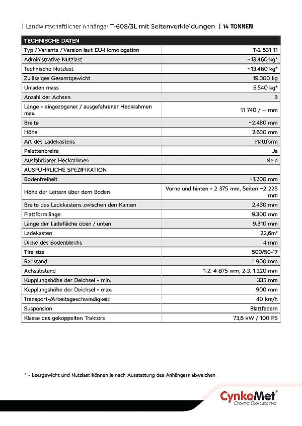 CynkoMet T-608/2 Long mit hydr. Ladungssicherung